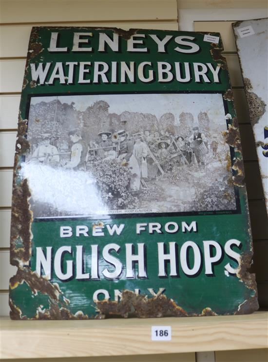 An enamel advertising sign Leaneys Wateringbury-Brew from English hops only